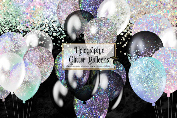 Download Holographic Glitter Balloons Clipart - Holographic Collection
