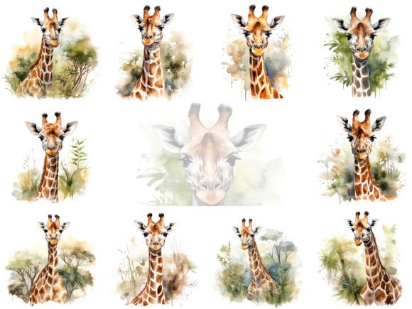 Download Giraffe Watercolor Clipart Images Set - Premium Resources