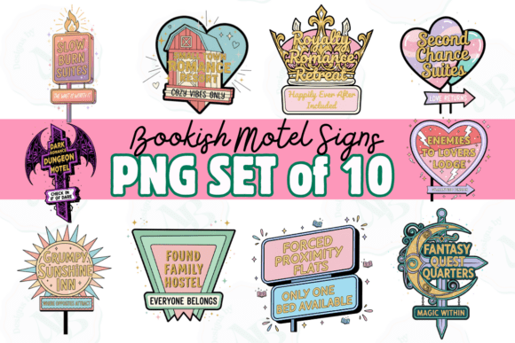 Download Bookish Trope Motel Signs Clip Art Set - Clip art set Collection