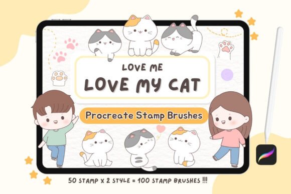 Download Love Me Love My Cat – Procreate Stamp - Love Collection