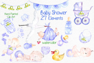 Download Watercolor Boy Baby Shower Clipart - Baby shower clipart Collection