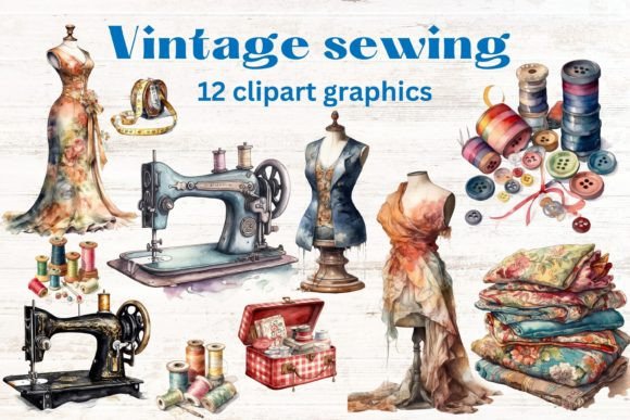 Download Vintage Sewing Clip Art Set - Clip art set Collection