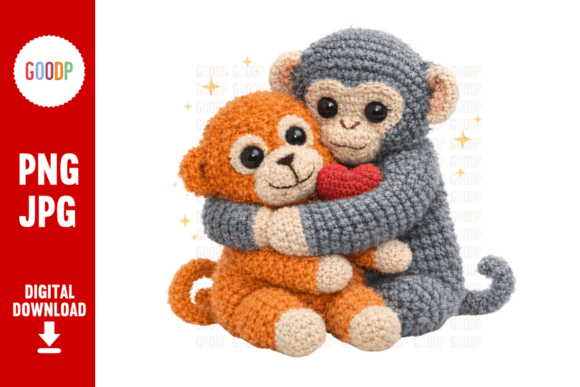 Download Cute Amigurumi Monkey Hug Love PNG - Love Collection