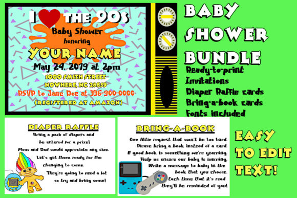 Download I Love the 90s Baby Shower Bundle - Love Collection